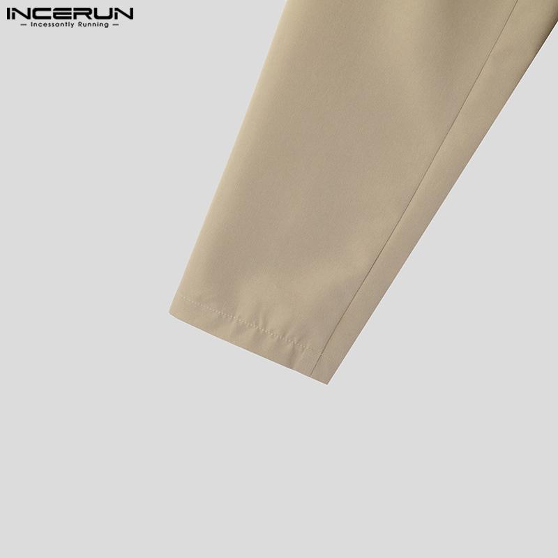 INCERUN Men Long Sleeve Solid Cut Short Tops Cropped Blazer Coats