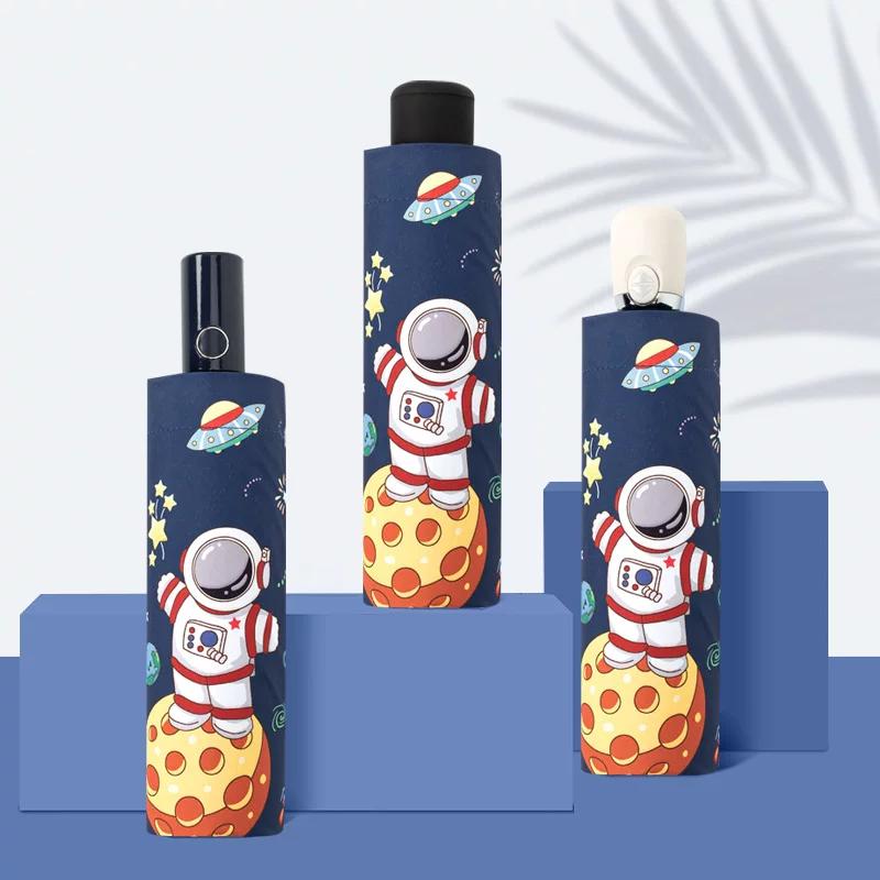 Safety Anti-Rebound Children's Umbrella Boys Primary School Students Foldable Fully Automatic School Dedicated Rain and Rain Dual-Use Cartoon Umbrella