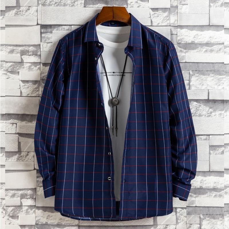 Fashion Striped Printed Long Sleeved Shirt Thin Design Summer Youth Slim Fit Shirt Sun Protection Clothes Trendy Men