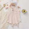 Summer Infant One-piece Clothes 0-3Y Newborn Cotton Gauze Bodysuit Baby Girl Boy Sleeveless Button Design Breathable Romper