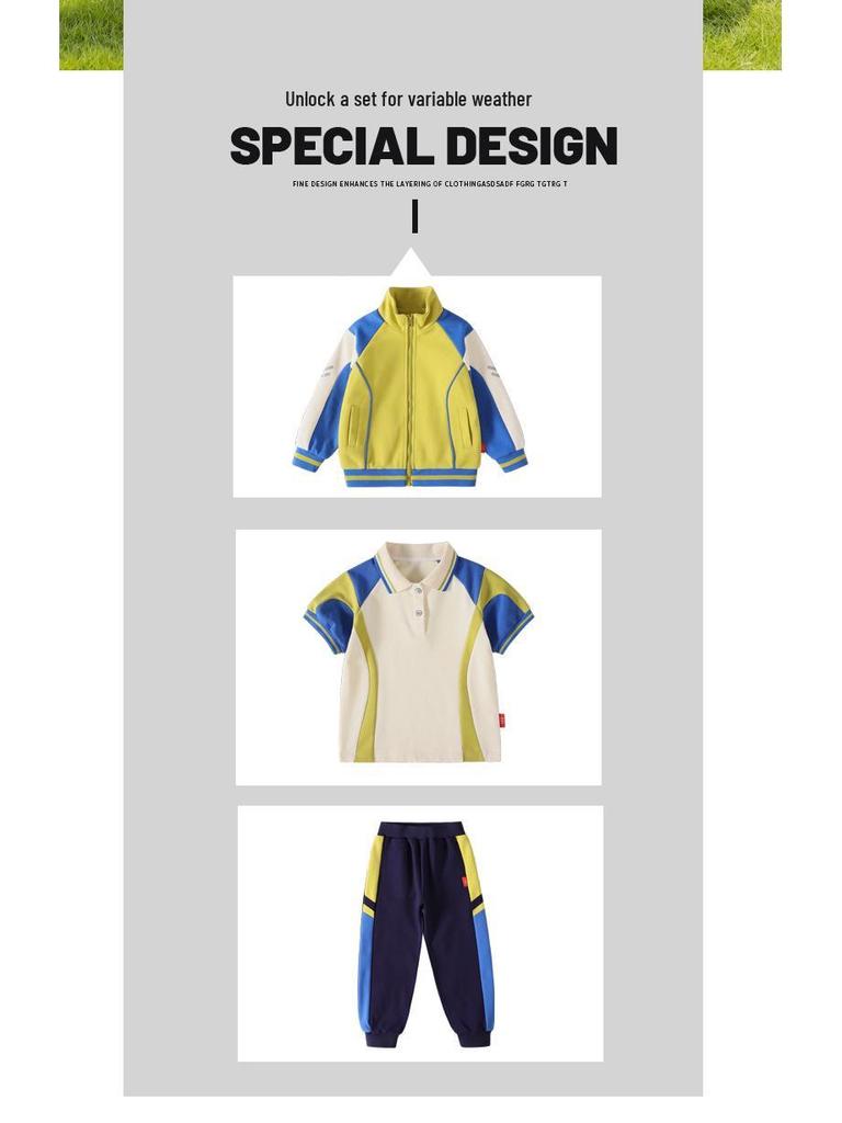 Spring/Autumn Kindergarten and Primary School Sports Uniform 3-Piece Set for Boys and Girls