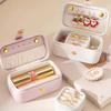 1pc-Exquisite Leather Jewelry Box Simple Ring Necklace Earring Storage Simple Style Portable Storage Box for Daily Travel