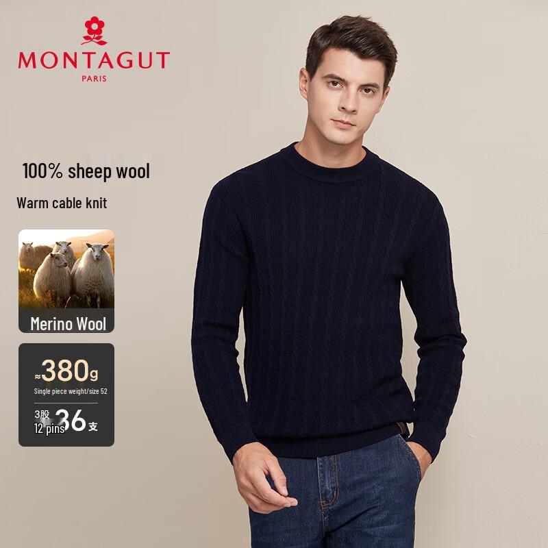 

MONTAGUT Men s 100% Pure Wool Round Neck Sweater XL (52)