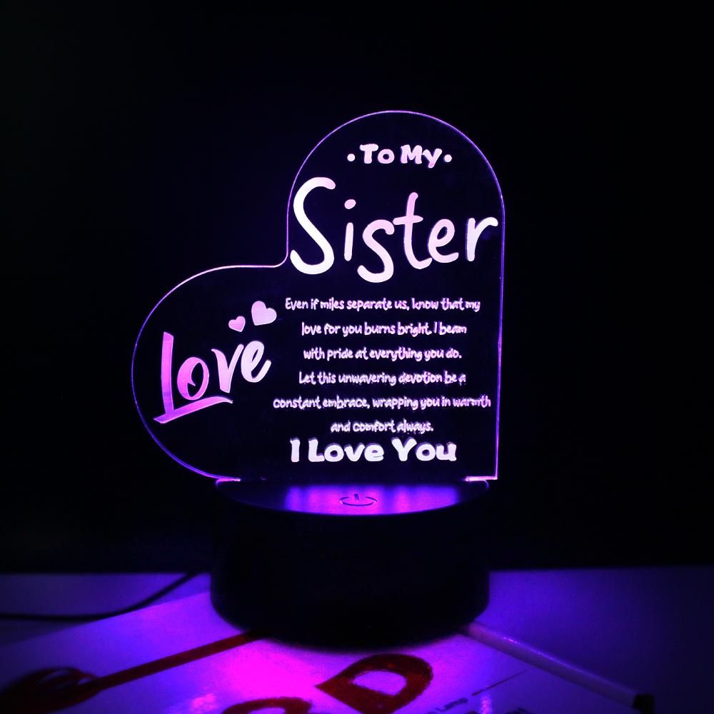 My Best Friend Heart Night Light LED Lamp Touch Remote Room Decor with Inspiring Quote USB/Battery Powered Friendship MOM Gifts