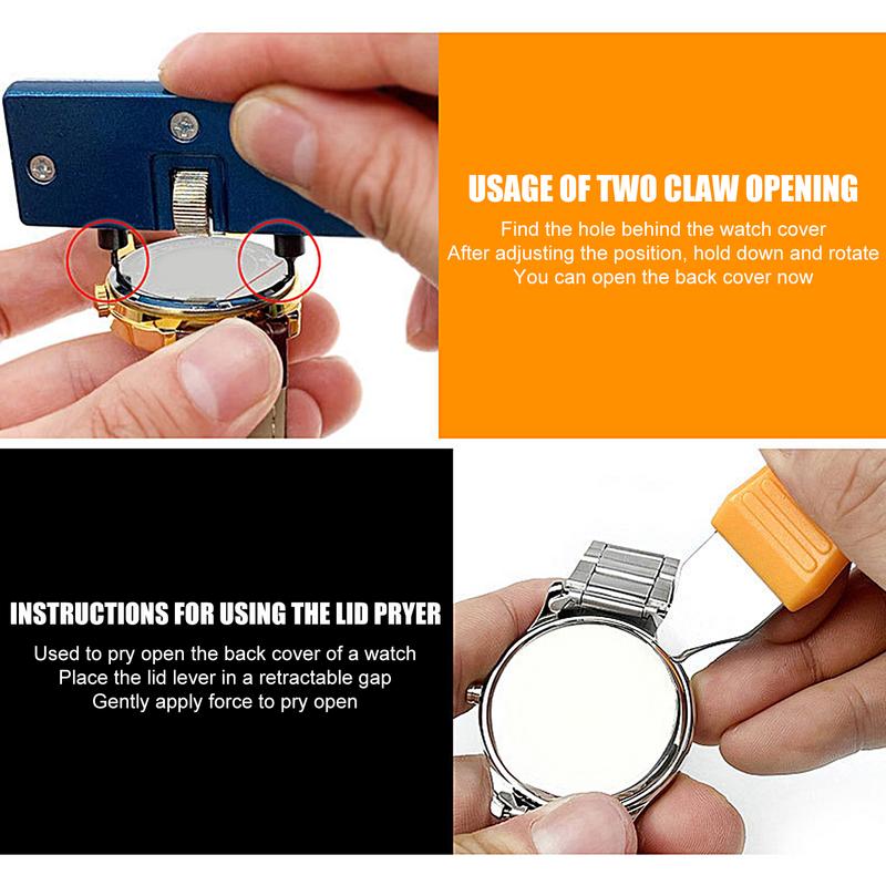 Watch Back Removal Tool Kit Professional Watch Back Cover Remover 11X Portable Watch Tools Watch Case Opener For Battery Replace