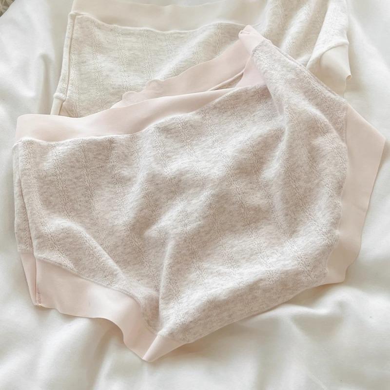 Lingerie Women's Autumn Pure Cotton Cute Girl Mid Waist Antibacterial Women's Underwear Wrapped Buttocks Skin Friendly Triangle Pantys