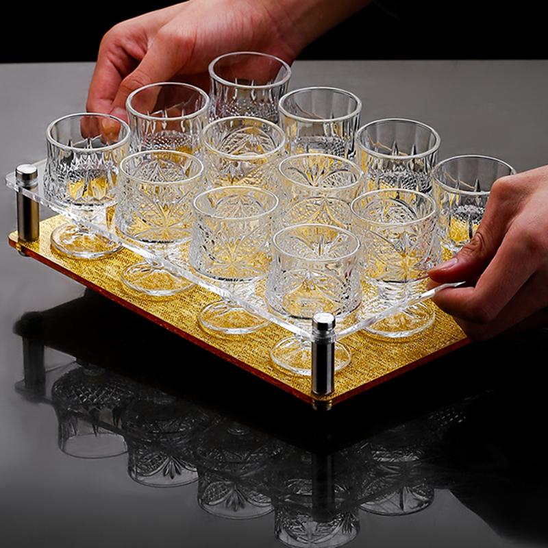 12pcs Set Cup Small Wine Glasses Luxury Sets Brandy Goblet 50ml Spirits Transparent Cups Butterfly Pattern Household Drinkware