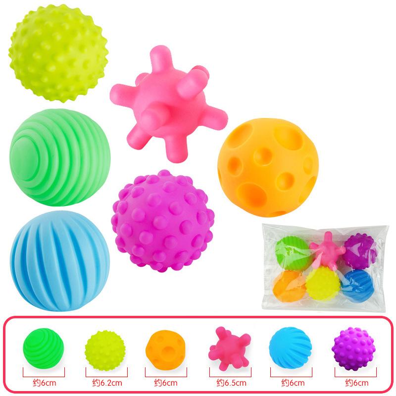 Non-Toxic 6Pcs Textured Multi Ball Set Develop Baby Tactile Senses Toy Baby Touch Hand Ball Toys Children Training Ball Massage Soft Balls