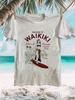 Unisex Welcome To Waikiki Island of Paradise Hawaiian Surfing Vintage Graphic T-Shirt - Casual Crew