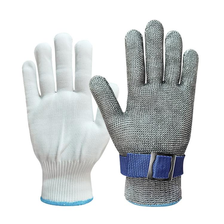 Customized Grey Anti-Cut Level 5 Safety Gloves Stainless Steel Wire Work Gloves for Sale (Gray,S)