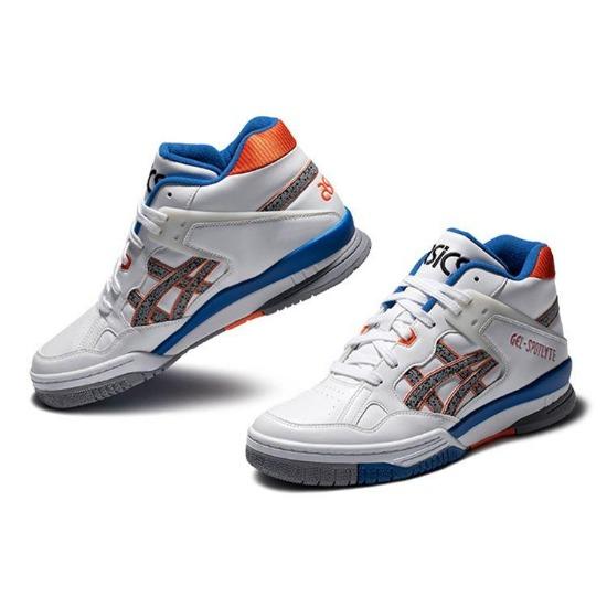 Asics Gel-Spotlyte Mid Top Retro Basketballschuhe Unisex Sneaker Weiß Orange Blau 1203A178-100