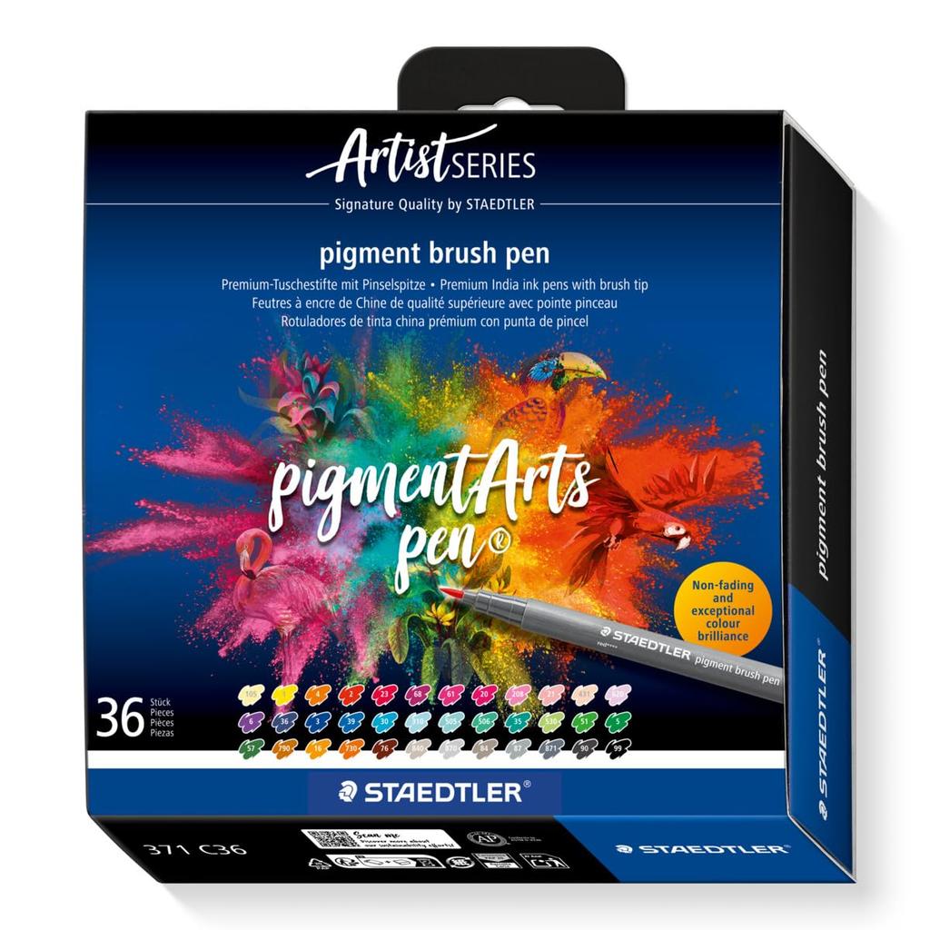 Staedtler Pigment Pinsel 36 1 Set Stifte, Farben, (371 C36)