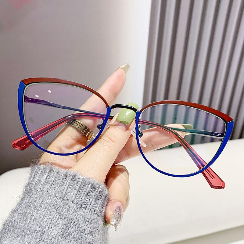 

Fashion Purple Cat Eye Myopia Glasses Women Anti Blue Light Optics Prescription Eyewear Metal Frame Nearsighted Glasses Okulary 0