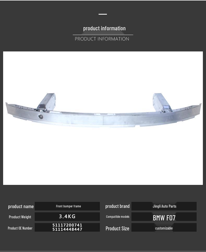 Customizable Front Bumper Skeleton for BMW F07 (51117200741, 51114448447) Car Accessories