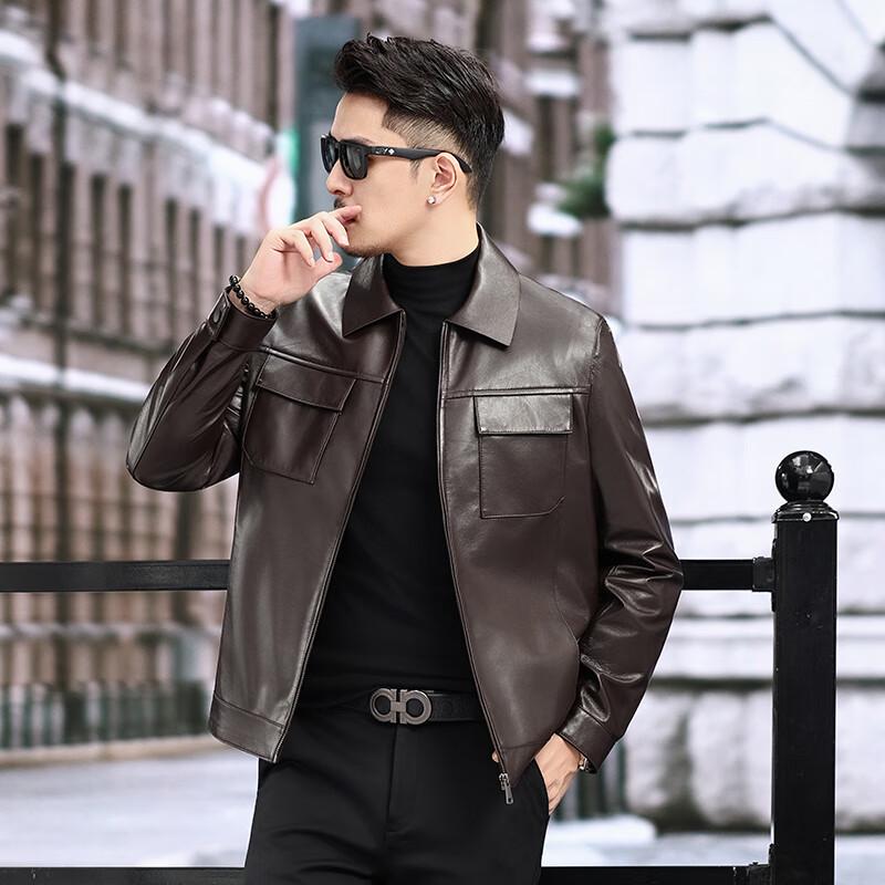 KAISER Men's Premium Business Casual Sheepskin Leather Jacket