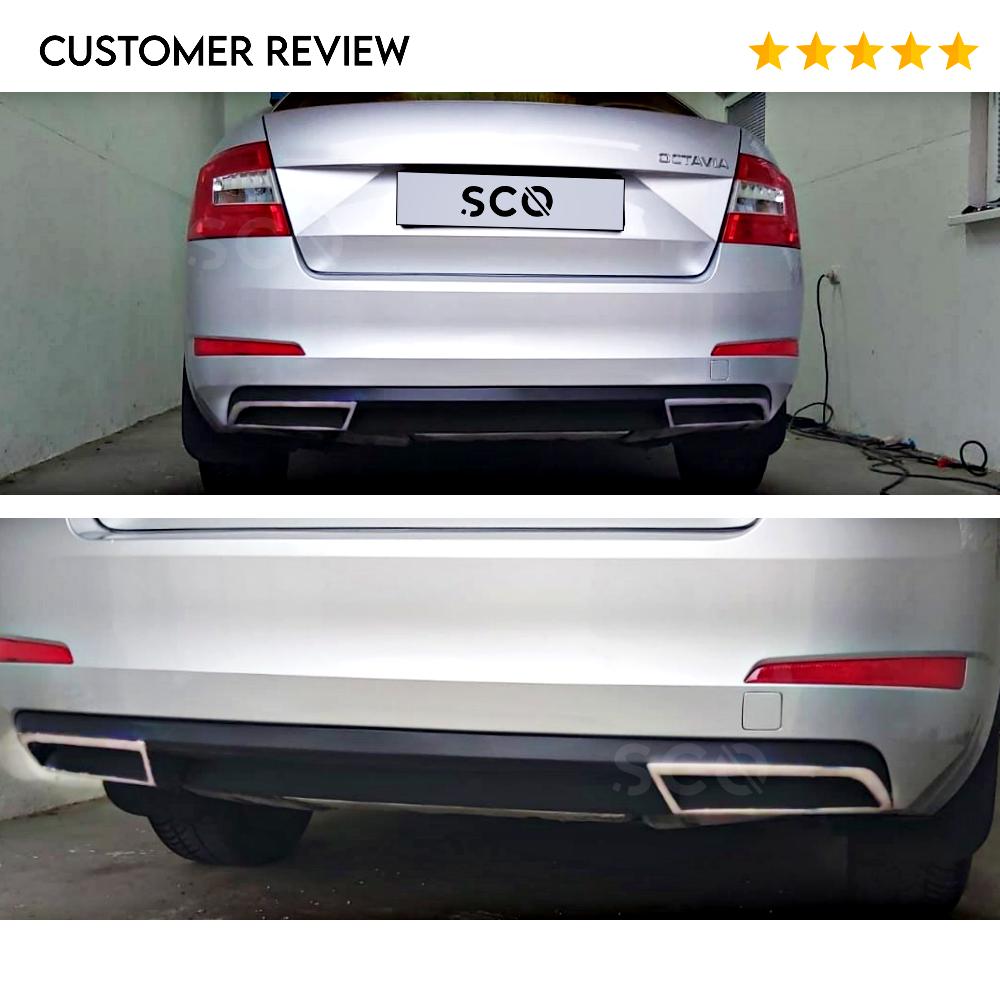 Diffuser for Skoda Octavia A7 Chrome Exhaust Frame Stainless Steel 2 Pieces Exterior Accessory for Skoda Octavia 3 2013-2019 Model Years