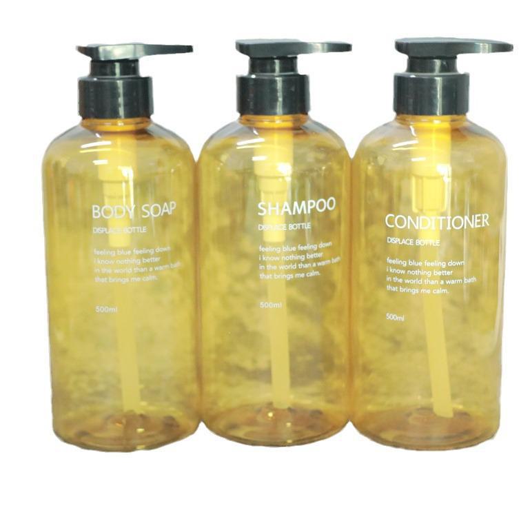 500ml Thick Wall Shampoo and Shower Gel Bottle Set with Round Shoulders