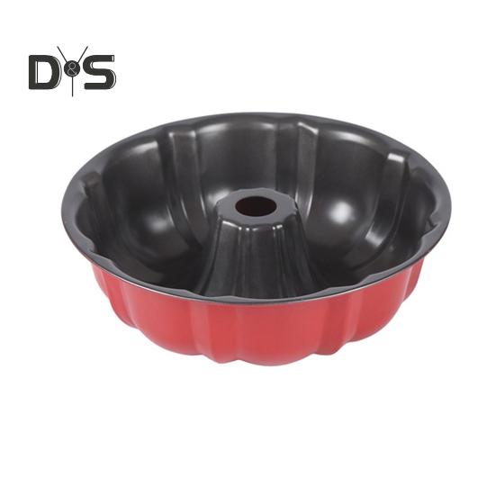 

Форма для кекса с антипригарным покрытием, 9,5-дюймовая круглая рифленая трубчатая форма из углеродистой стали для кексов, форма для выпечки желе, желатина, шоколадного пудинга, прочная форма для выпечки красный