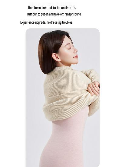 Women's 2025 Seamless Fleece-Lined Antibacterial Turtleneck & Pants Set - Warm Winter Long Johns