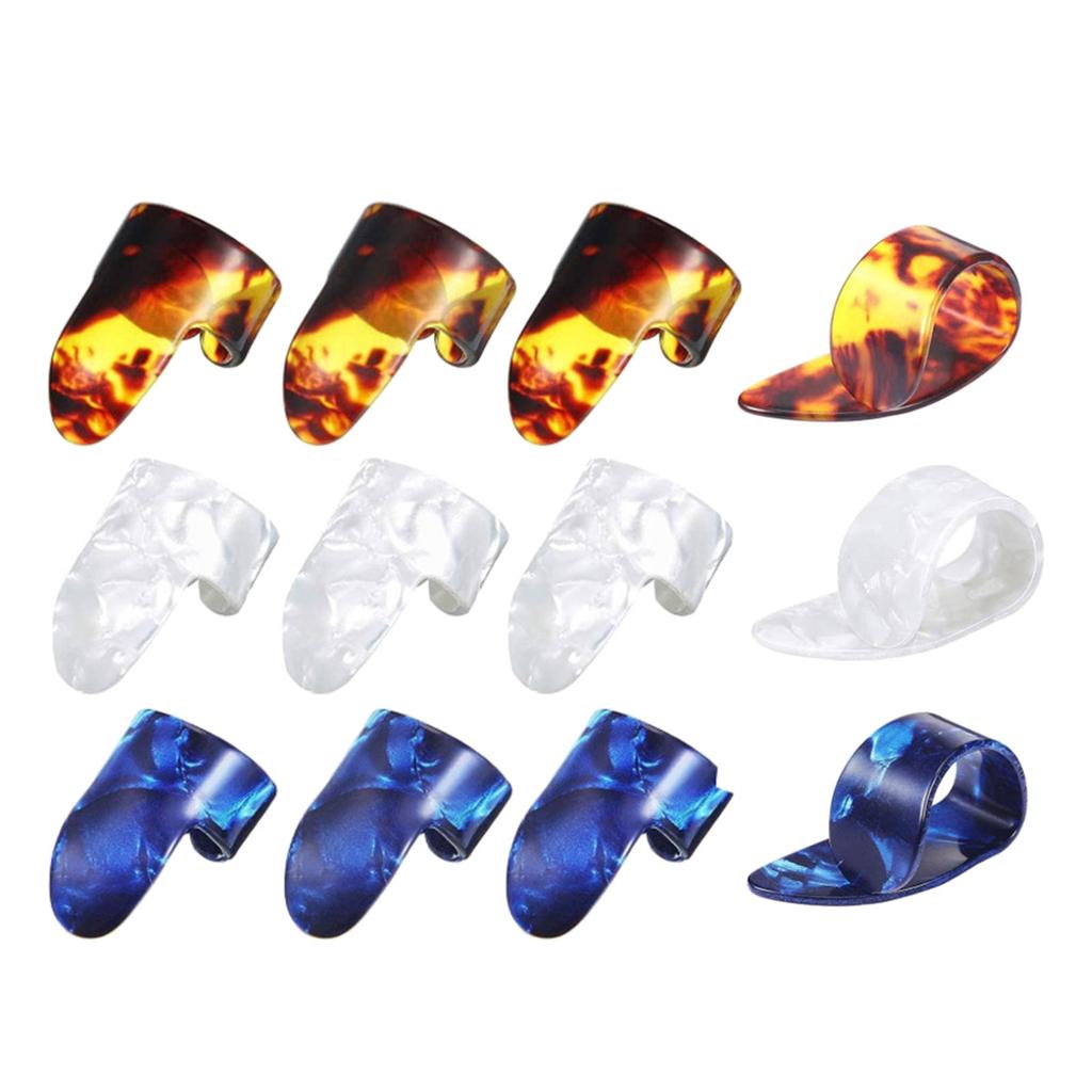 12Pcs Thumb and Finger Picks Guitar Finger Picks Fingertip Hands Sleeves Flat Thumbpicks Guitar Accessories Easy to Use