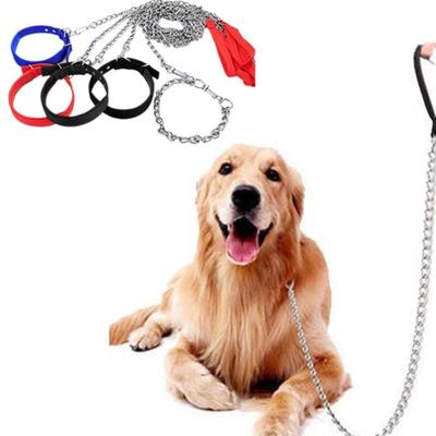 Durable Foam Collar Iron Dog Chain Anti-wear Bite Resistant Pet Dog Leash Adjustable Rust-proof Dog Traction Rope Outdoor