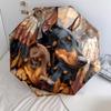 Retro Dog  Pattern, Automatic Folding Umbrella, Portable and Foldable Design, 8 Ribs, a Christmas or Birthday Gift.