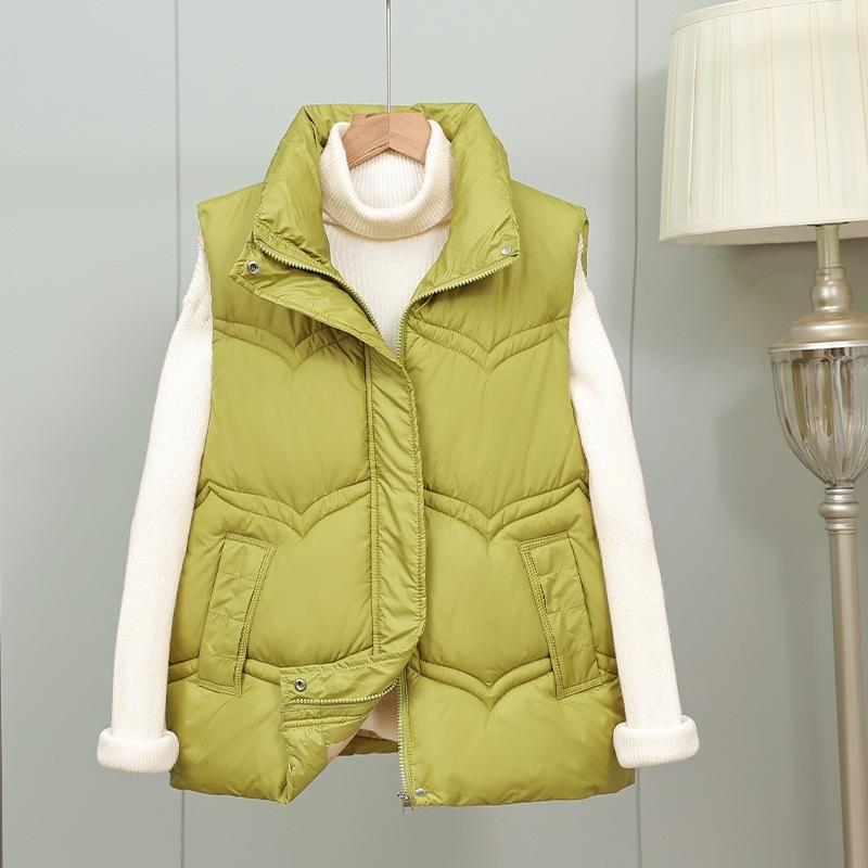 Autumn and winter new stand-up collar down cotton vest women's design sense niche warm vest jacket cotton vest
