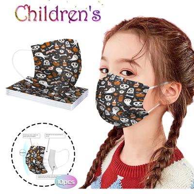 Halloween Disposable Printed Mask With 3-layer Non-woven Fabric Mask For Children And Adults