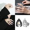 Gothic Style Alloy Open Ring with Mysterious Castle Adjustable Finger Band for Men and Women Unisex Party Accessory