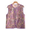National Style Spring and Autumn Vest Fashion All-match Retro Disc Buckle New Chinese Style Blouse Jacquard Round Neck Waistcoat Women