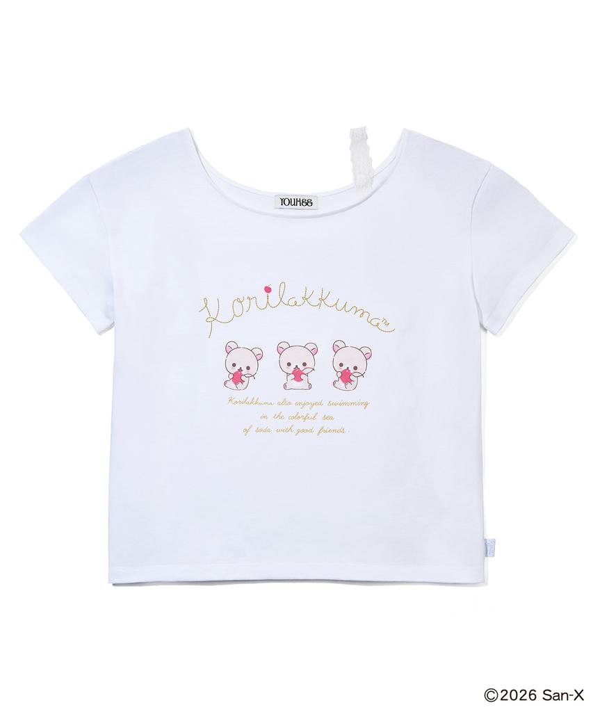YOUHEE [Korilakkuma] Lace Off-Shoulder T-Shirts White