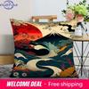 Home Decor Japanese Style Fujiyama And Wave Pillow Covers Pattern Cushion Cover Suitable For Sofa Bedroom Car Pillow Cover
