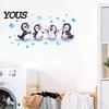Easy Peel Wall Stickers Penguin Decals, Cute 4 Happy Penguins Bathing Decor, Self Adhesive Water Vapor Resistant Removable for Bathroom,
