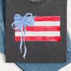 Bow USA Flag Comfort Colors Shirt, Coquette Flag T-Shirt, 4th Of July Shirt, American Flag Shirt, USA Shirts, Retro July Shirt, American Tee