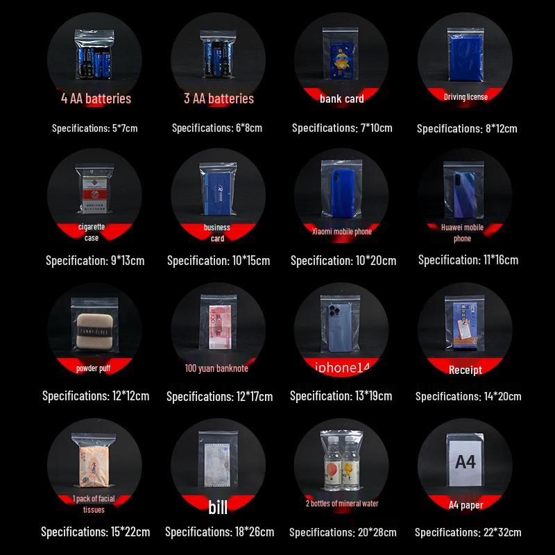 Transparent Zipper Lock PE Self-Sealing Bags for Food and Jewelry