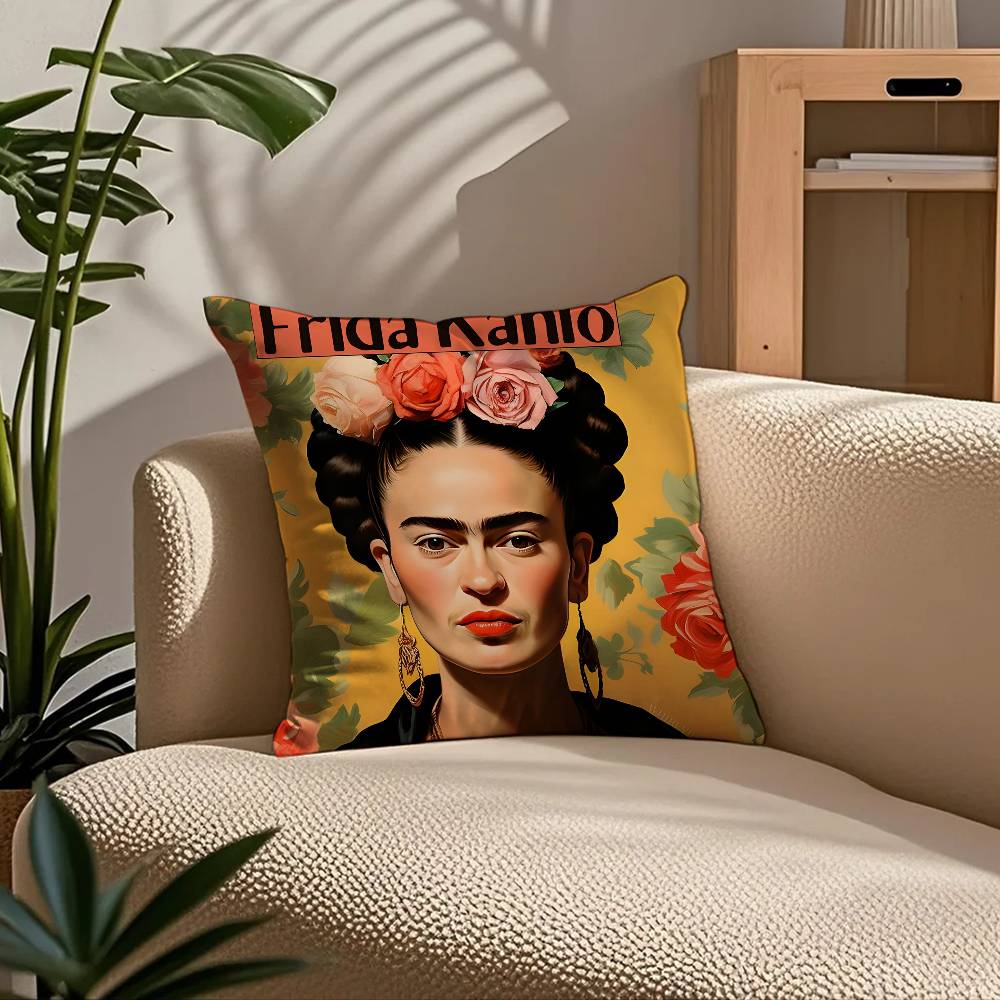 Federa Cuscino Artistica Anime F-Frida K-Kahlo Comfort Divano Letto Seta elegante Cerniera invisibile Personalizzata Copricuscino Decorativo