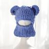 Knitting Balaclava Cap for Women Cute Bear Ears Plush Beanie Hat Handmade Face Cover Hat Crochet Hooded Hat for Party