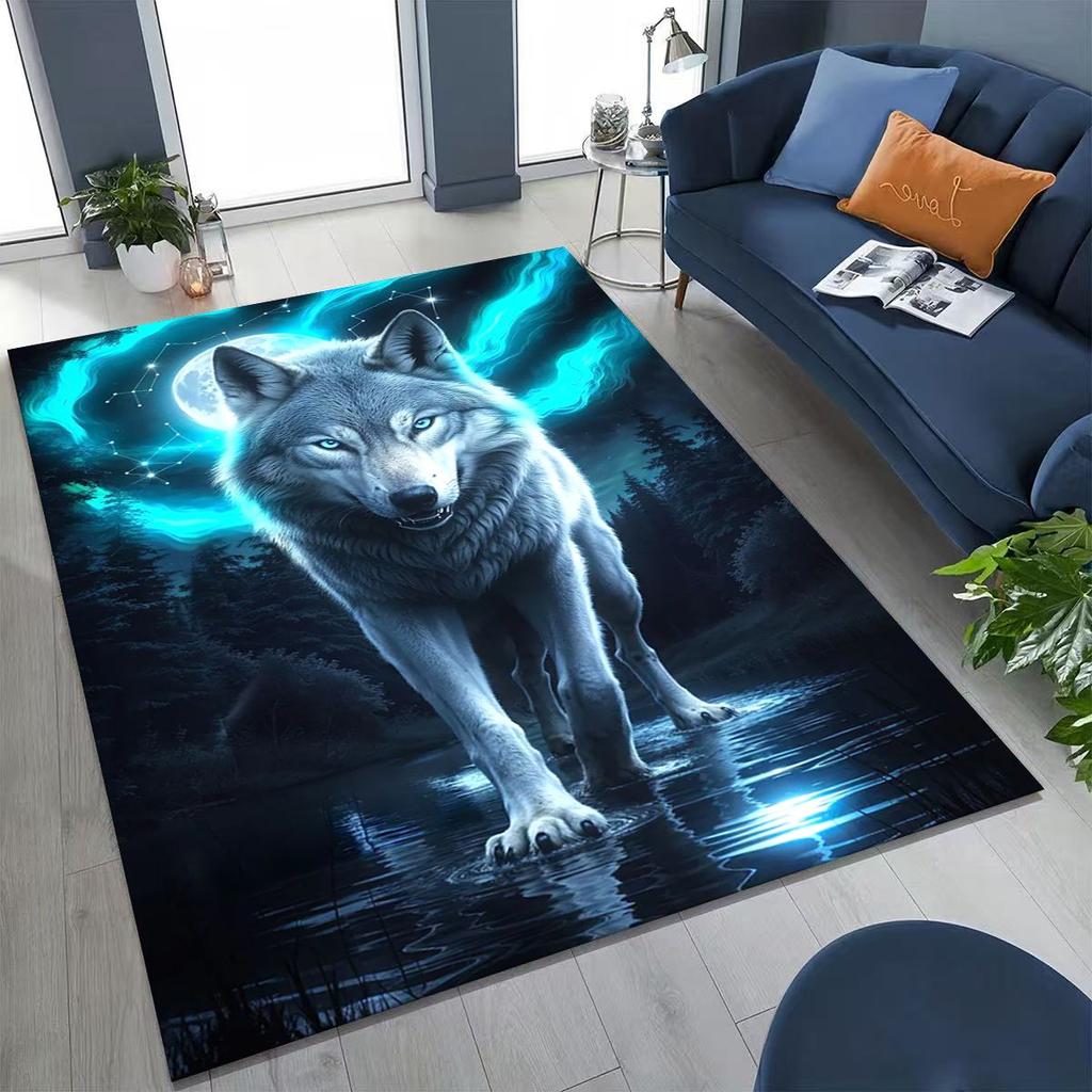Norse Mythology Fenrir Wolf Beast Cartoon Rug for Bedroom Living Room Sofa Home Doormat Decor, Large Kid Play Non-slip Floor Mat