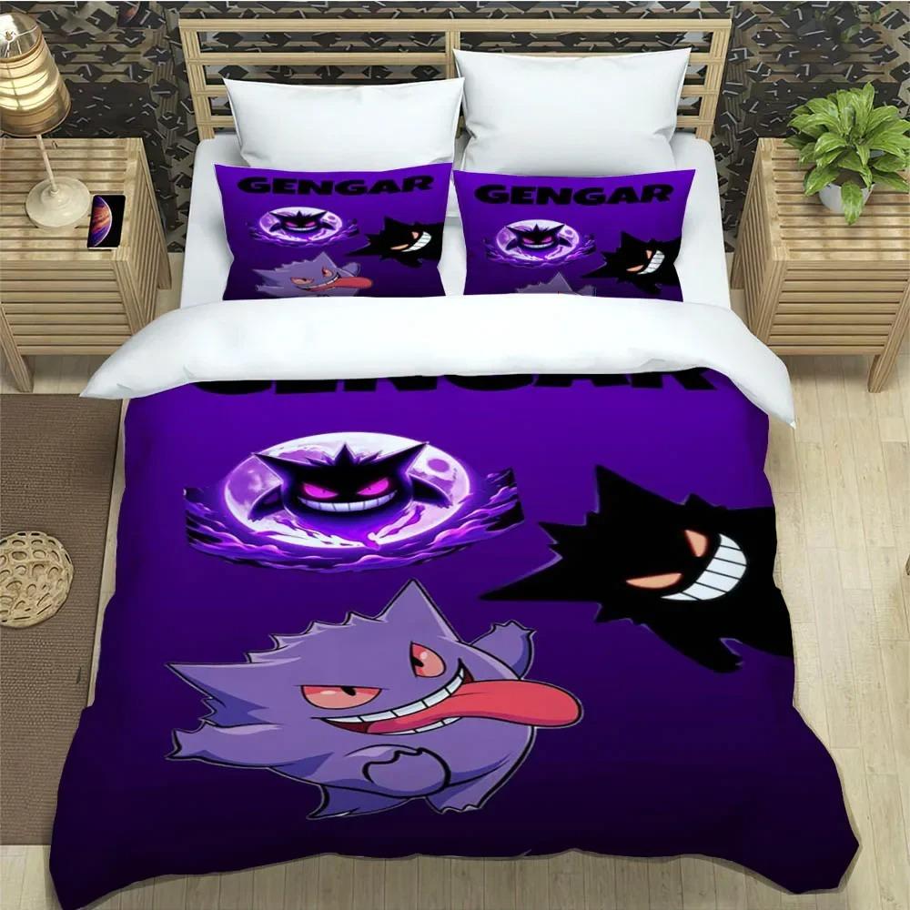 Cartoon Gengar Print Bedding Set Duvet Cover Comforter Bed Youth Kids Girl Boys Luxury Birthday Gift