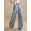 Women's Plus Size Embroidered Stretch Denim Straight Leg Jeans