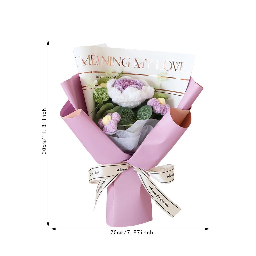 Knitted Flower Bouquet Home Decoration Hand Woven Knitting Flower for Thanksgiving Day Anniversary Birthday Wedding Grandma