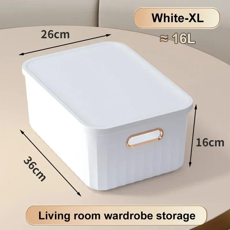 Sundries Storage Boxes with Lid Light Luxury Snacks Toys Storage Basket Household Wardrobe Organizer Clothes Nordic  Solid Color