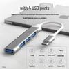 USB 3.0 Type-C Multi-Port Hub: One-to-Four Splitter for Mouse, Keyboard, and U Disk
