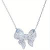 1pc Women's Elegant Bow Synthetic Zircon Pendant Necklace, Engagement Necklace, Women's Wedding Anniversary Jewelry Accessories