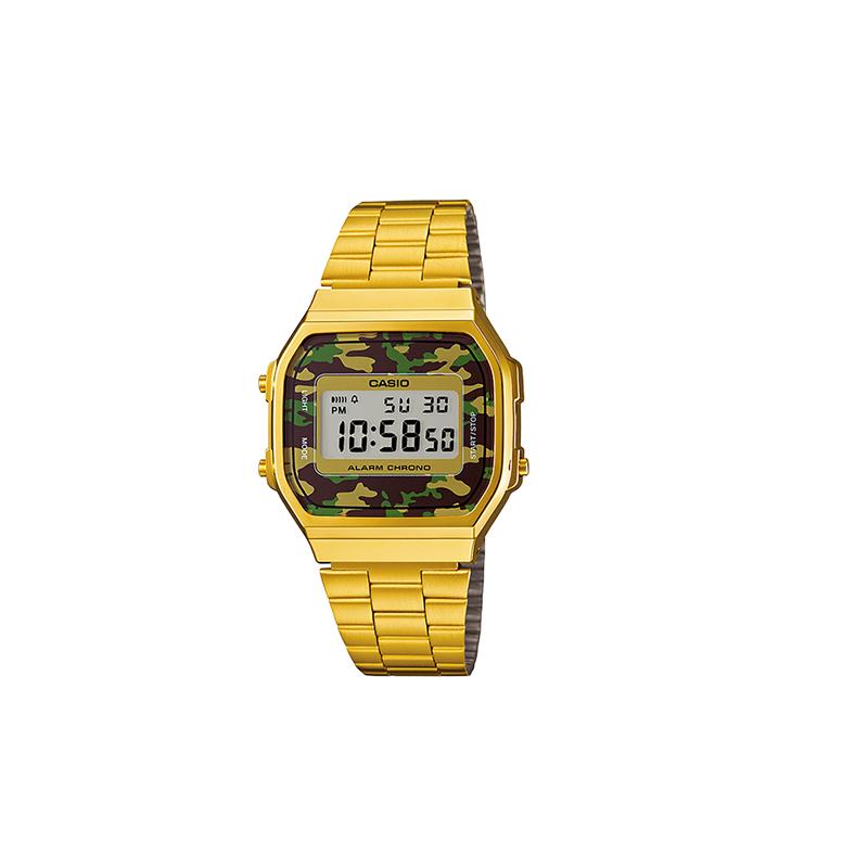 

Casio retro waterproof quartz movement resin strap Japanese and Korean watch men s watch gold dial A168WEGC-3 золотой
