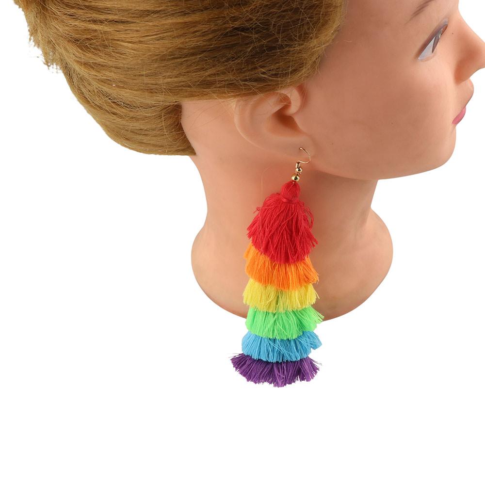 Handmade Fringe Tassel Earrings Lightweight Trendy Pride Jewelry Long Drop Dangle Earrings Boy