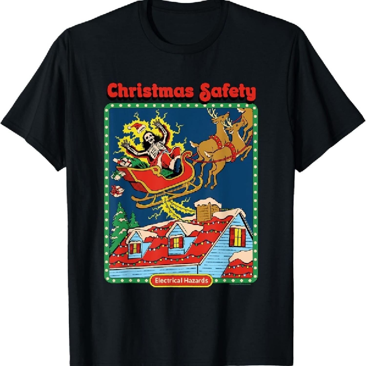 

Christmas Safety Santa Retro Dark Humor T-Shirt XXXXXL чёрный