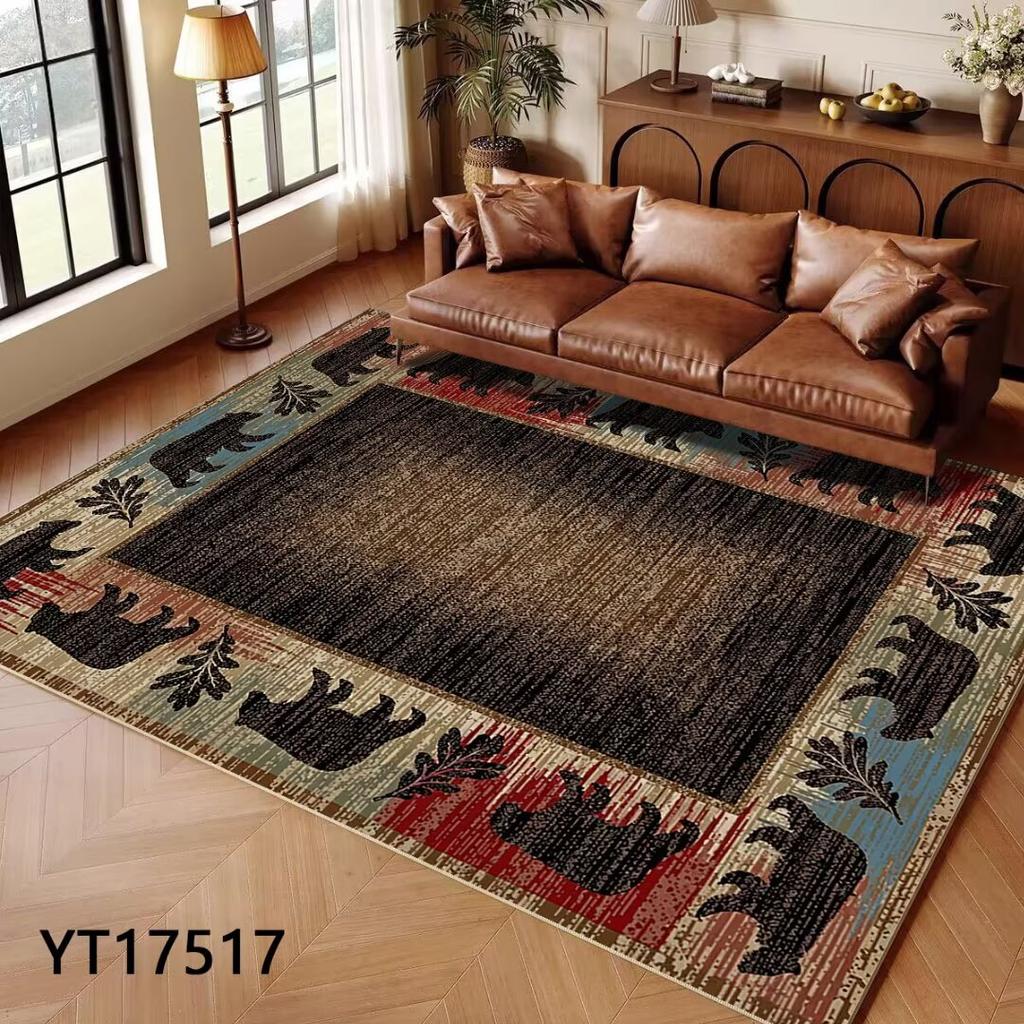 Brown American Vintage Style Large Living Room Rug Home Room Decoration Aesthetic Rugs for Bedroom Indoor Antiskid Carpet Mat