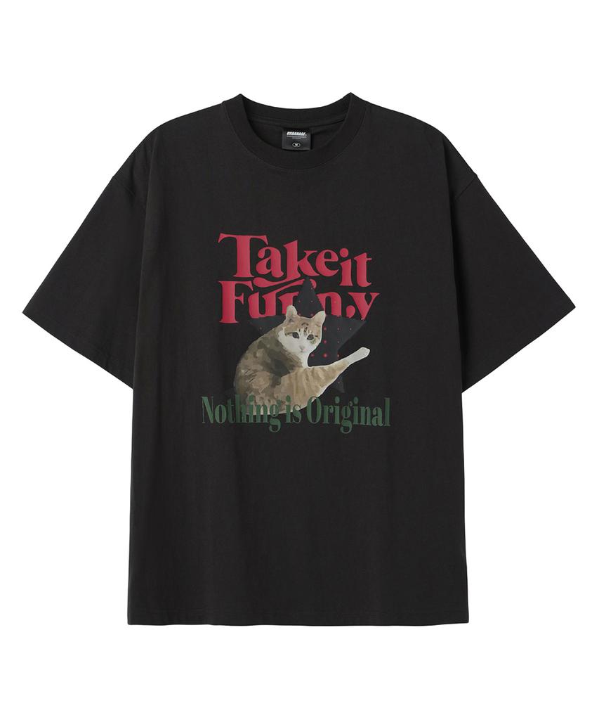 URBANAGE Take It Funny Pet Oversized Short Sleeve_Charcoal