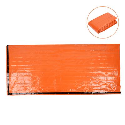 Tragbarer Notfallschlafsack für den Außenbereich, hält warm, feuchtigkeitsbeständig, reflektierende Campingmatte, Orange